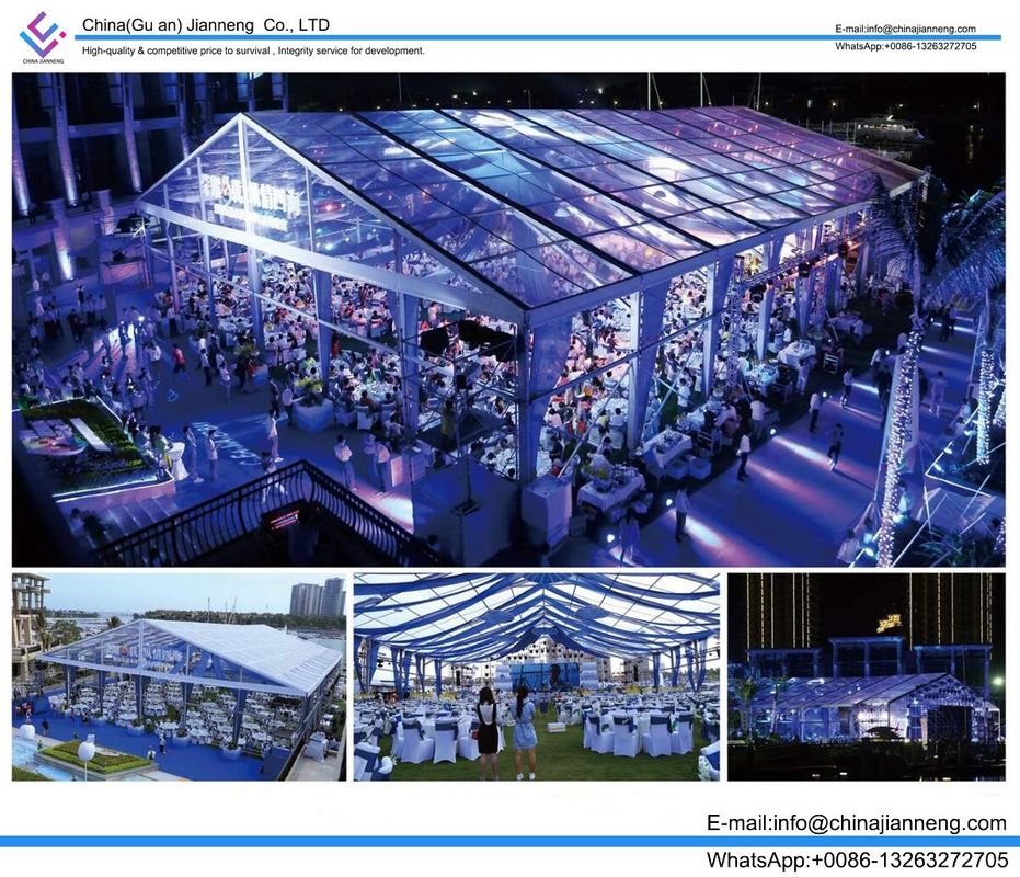 Clear Span Large Outdoor Tent White PVC Fabric Door Transparent PVC Windows